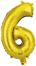 Фольгированный шар фигурные/цифра 6, золотой