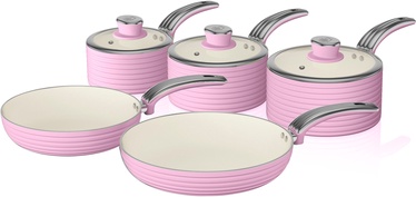 Swan Retro 5 Piece Pan Set SWPS5020PN Pink