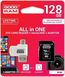 Goodram M1A4 All in One microSDXC 128GB Class 10 UHS-I C U1 + Adapter microSD-SD + OTG Card Reader