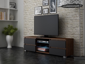 TV staliukas Pro Meble Milano 150 Walnut/Black, 1500x350x420 mm