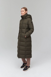 Audimas Long Puffer Down Coat Black Olive XS