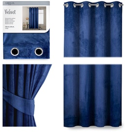 Ночные шторы AmeliaHome Velvet, темно-синий, 140 см x 245 см