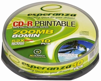 Esperanza 2179 CD-R 52X 700MB 10 Pack Cake Box Printable