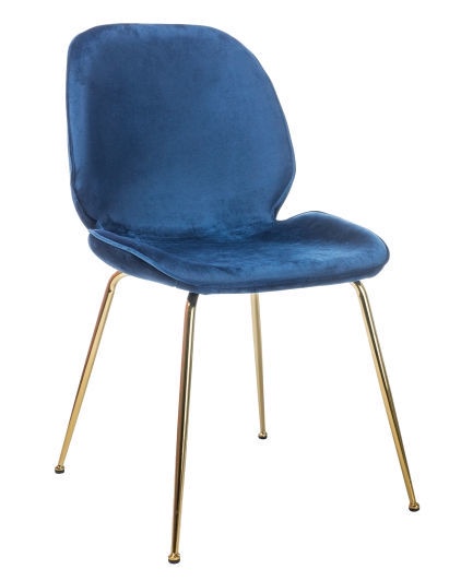 Стул для столовой Adrien, синий/золотой, 50 см x 42 см x 87 см