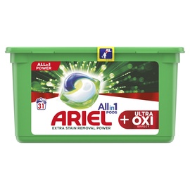 Skalbimo kapsulės Ariel Ultra Oxi, 31 vnt.