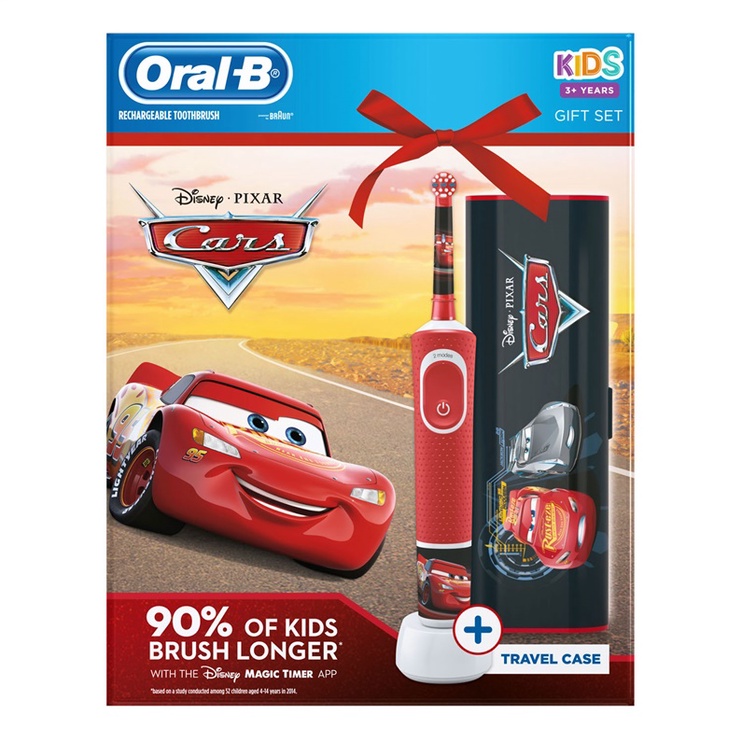 Elektrinis dantų šepetėlis Oral-B Cars D100.413.2K, raudonas