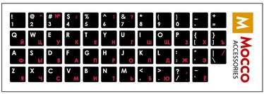 Mocco Keyboard Sticks ENG/RU With Laminated Waterproof Level White/Red