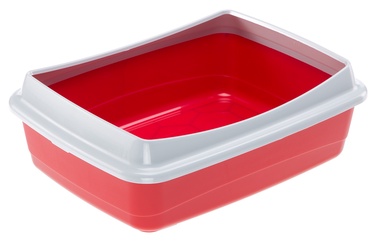 Кошачий туалет Ferplast Nip Plus 10, белый/красный, oткрытый, 470 x 360 x 155 мм