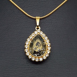 Diamond Sky Pendant Celestial Drop Gold Patina With Swarovski Crystals
