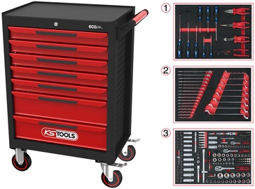 Instrumentu kaste KSTOOLS ECOline, melna/sarkana