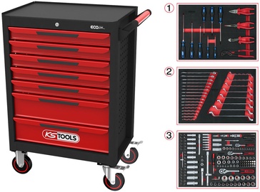 Instrumentu kaste KsTools ECOline, melna/sarkana