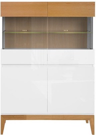 Komoda Black Red White Kioto Glass Cabinet Natural Oak/White