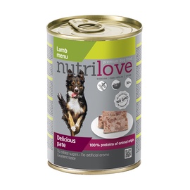 Konservuotas ėdalas šunims Nutrilove Delicious Pate, su ėriena, 400 gr