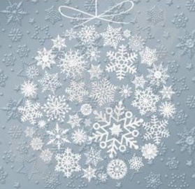 Paw Decor Collection Frozen Baubles White Napkins 33x33cm
