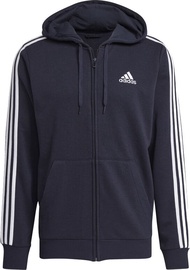 Adidas Essentials French Terry 3 Stripes Full-Zip Hoodie GK9033 Blue XL
