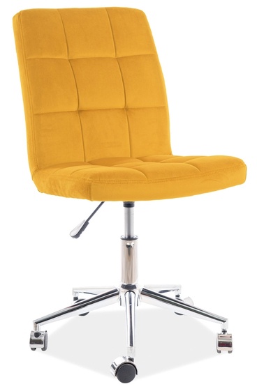Biroja krēsls Q-020 Velvet Bluvel 68, 40 x 45 x 87 - 97 cm, dzeltena