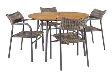 Home4you Greenwood Table And 4 Chairs Set Grey