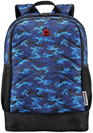 Mugursoma Wenger Quadma Laptop Backpack Blue Camo, zila, 16"
