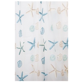 Штора для ванной Home Accents ZHY117-2, синий/белый/песочный, 1800 мм x 1800 мм