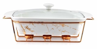 Mondex Elegant Kitchen Dish With Heat Marble White 3l