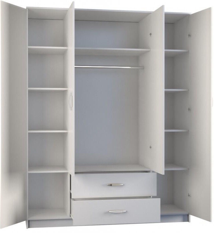 Riidekapp Romana 160, valge, 160 cm x 52 cm x 205 cm