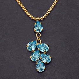 Diamond Sky Pendant Amber II Aquamarine Blue With Swarovski Crystals