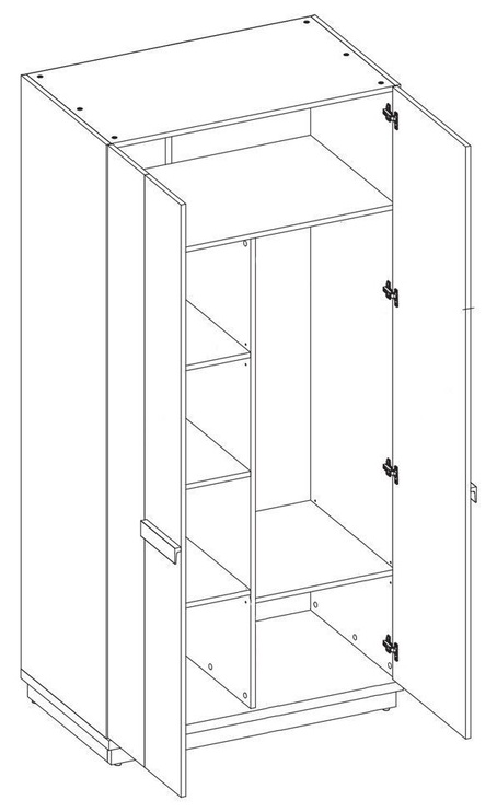 Гардероб Szynaka Meble Wow 04, желтый/серый/дубовый, 95 см x 57 см x 196 см