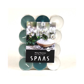 Svece tējas sveces Spaas, 4.5 h, 15 mm x 39 mm, 24 gab.