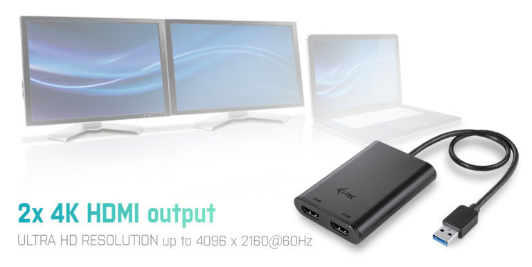 USB-C Dual 4K HDMI Video Adapter, juoda 