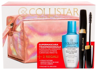 Collistar SuperMascara Three Dimensional 8ml Extra Black + 50ml Gentle Make Up Remover + Cosmetic Bag