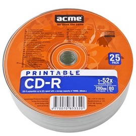 Acme CD-R Printable 52X 700MB 25P Shrink