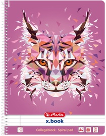 Kaustik Herlitz Wild Animals, jooneline, A4, 80 lehte