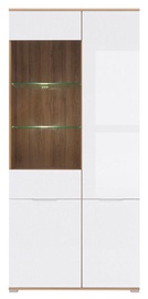 Шкаф-витрина Zele, белый/дубовый, 90 см x 41 см x 195 см