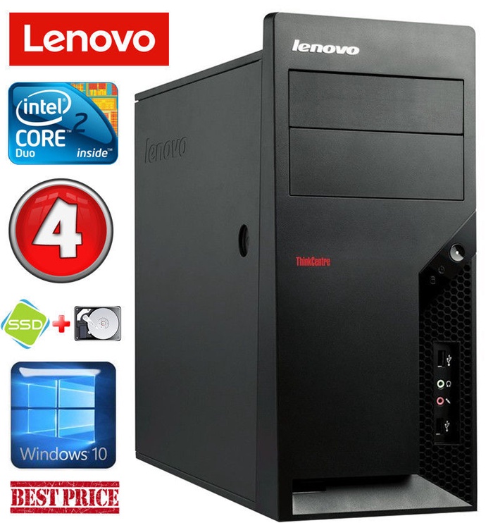 Stacionarus kompiuteris Lenovo, atnaujintas Intel® Core™2 Duo Processor E7500 (3 MB Cache), 4 GB