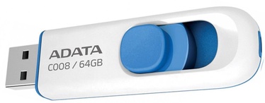 USB atmintinė ADATA C008 White/Blue, USB 2.0, 64 GB