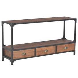 TV galds VLX Solid Pine Wood, brūna, 1200 mm x 300 mm x 600 mm