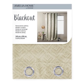 Nakts aizkari AmeliaHome Blackout Caspe Eyelets, bēša, 1400 mm x 2500 mm