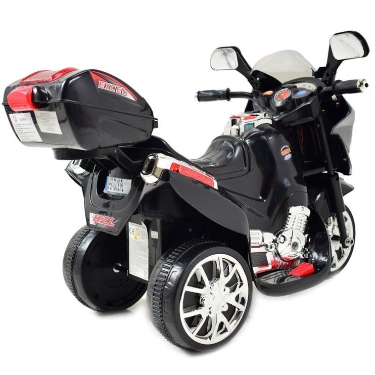 Bērnu elektromobilis - motocikls Strong, melna/sarkana