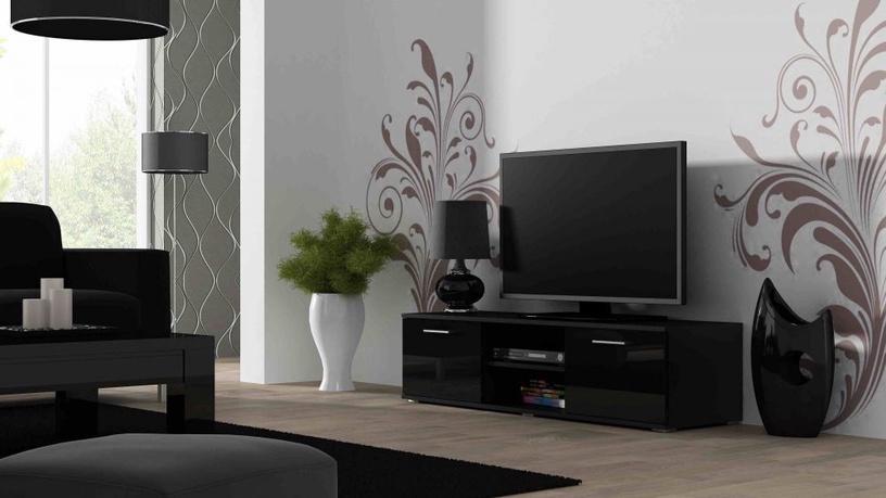 TV staliukas Cama Meble Soho 140, juodas, 140 cm x 43 cm x 37 cm