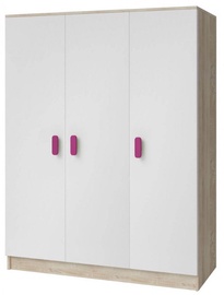 Idzczak Meble Smyk III 19 Wardrobe 3D White/Sonoma Oak/Pink