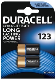 Baterijas Duracell, CR123A, 2 gab.