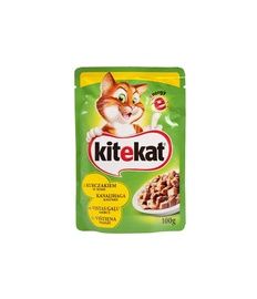 Konservuotas kačių ėdalas Kitekat, su vištiena, 100 g.