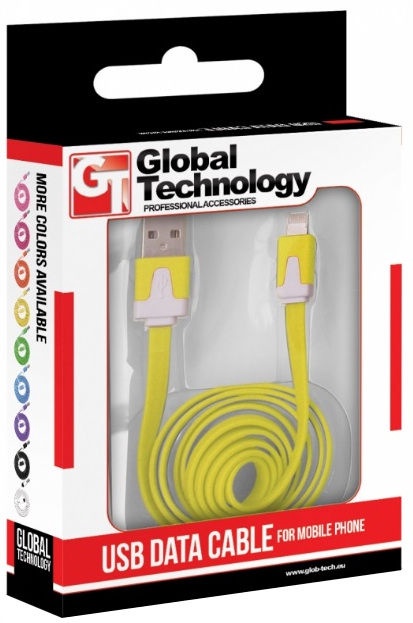 Провод Global Technology, USB/Apple Lightning, желтый