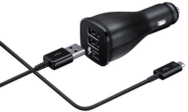 Samsung Dual USB Fast Charge Car Charger With USB Type-C Cable Black
