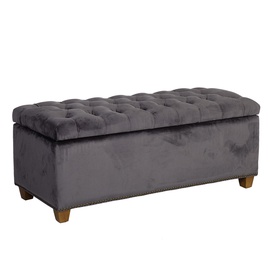 Pufas Home4you Holmes Velvet Dark Grey, 112x46x47 cm