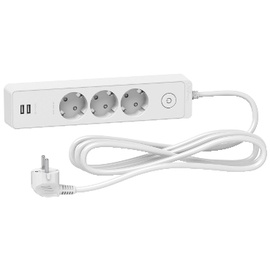 Pikendusjuhe 3p+ 2usb 2.4 a 3m valge