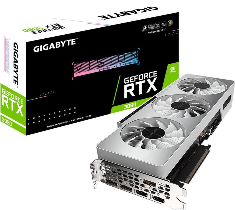 Videokarte Gigabyte GeForce RTX 3090 Vision OC GV-N3090VISIONOC-24GD, 24 GB, GDDR6X