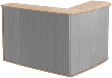 Skyland Offix New OMC 1815 Corner Reception Desk Left Sonoma Oak/Metallic