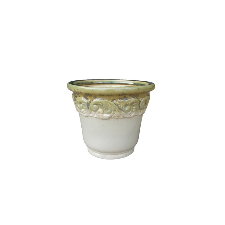 Цветочный горшок Domoletti IP14-088L D29 H24, керамика, Ø 29 см, белый/зеленый
