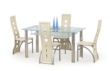 Обеденный стол Cristal, белый/хромовый, 150 см x 90 см x 77 см